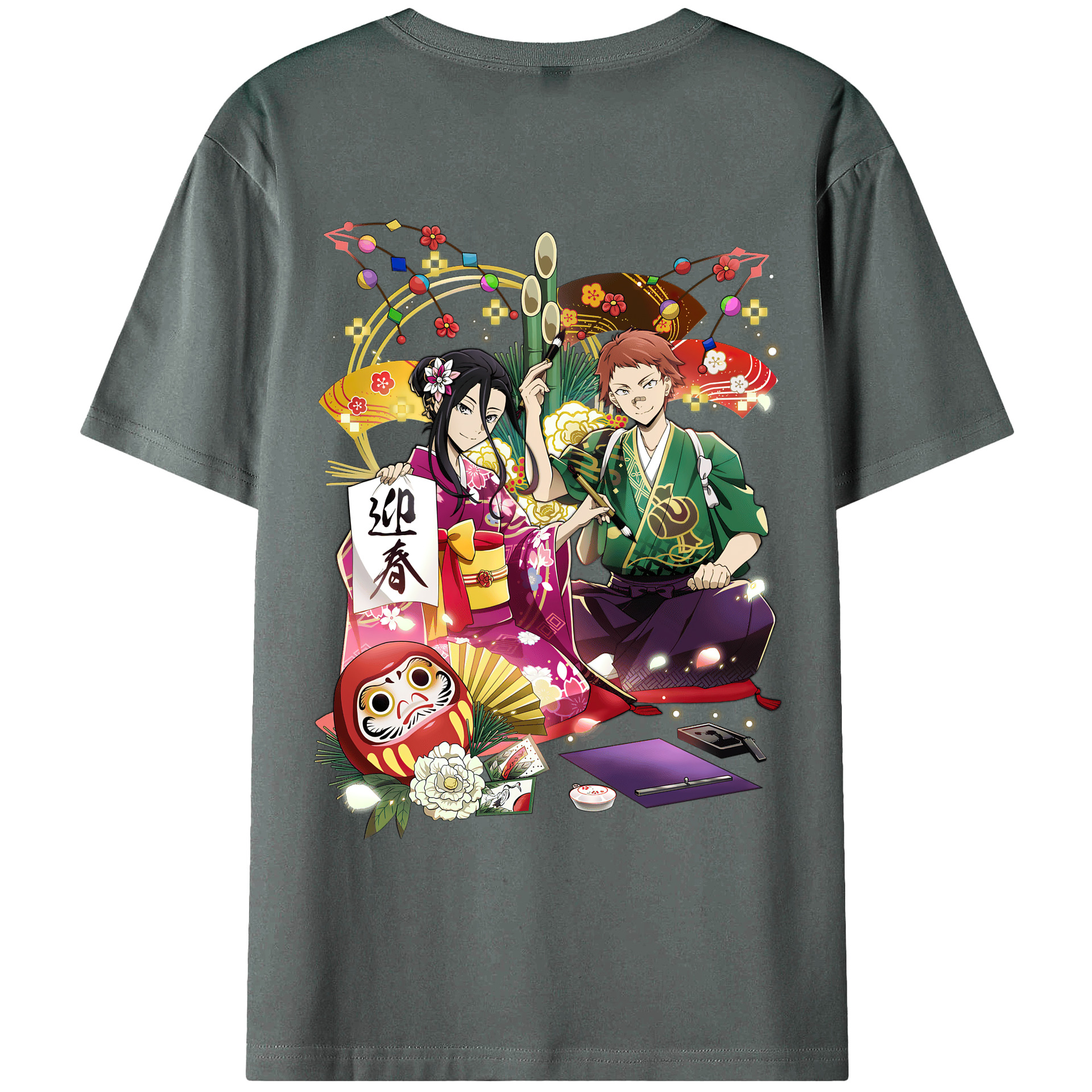 （画像用） 文豪ストレイドッグス Bungo Stray Dogs 綿100％ メンズ半袖Tシャツ（バックプリント） 通気性